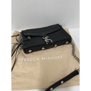 Rebecca Minkoff Black Leather Silver Buckled With Dust Bag